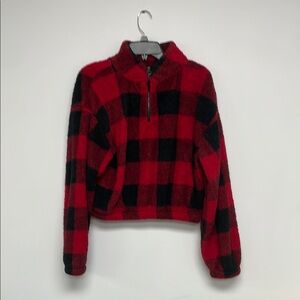 SO Red and Black Plaid Fleece Jacket